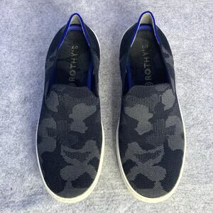 Rothy's The Original Black & Gray Camo Fabric Slip On Casual Shoes, Women's US 8
